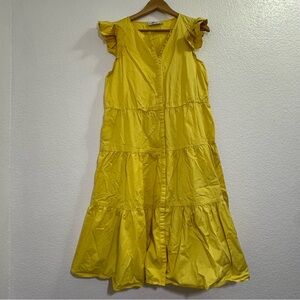 Vineyard Vines Bright Yellow Ruffle Midi Dress